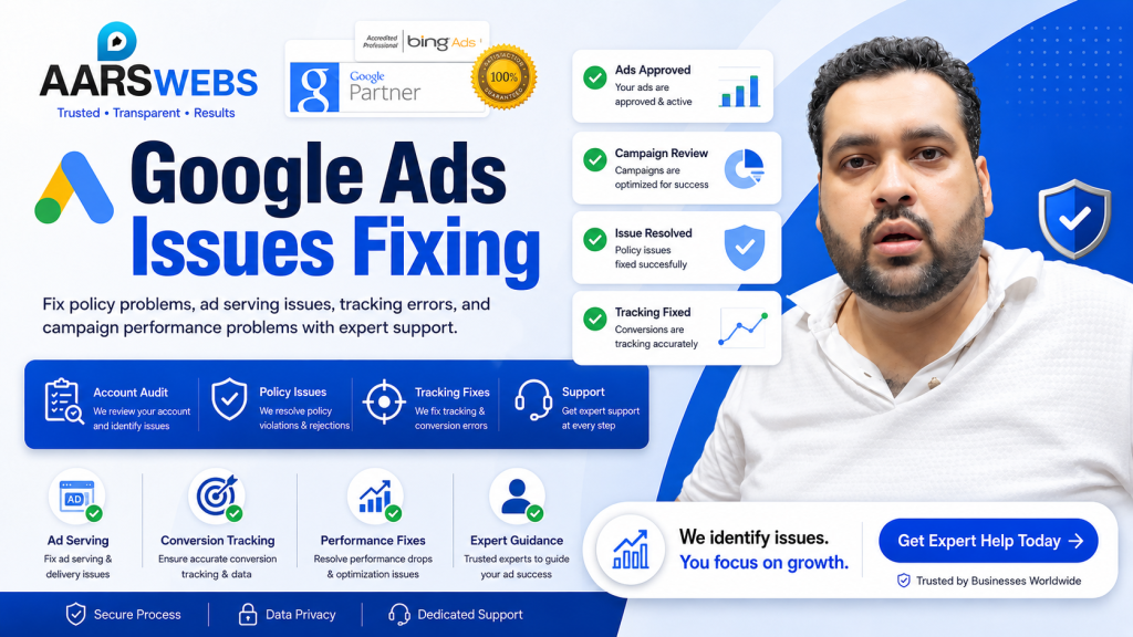 google ads issue fixing aarswebs